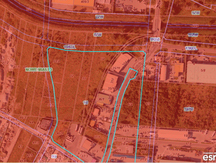 Działki objęte wnioskiem znajdują się na terenie 1U
